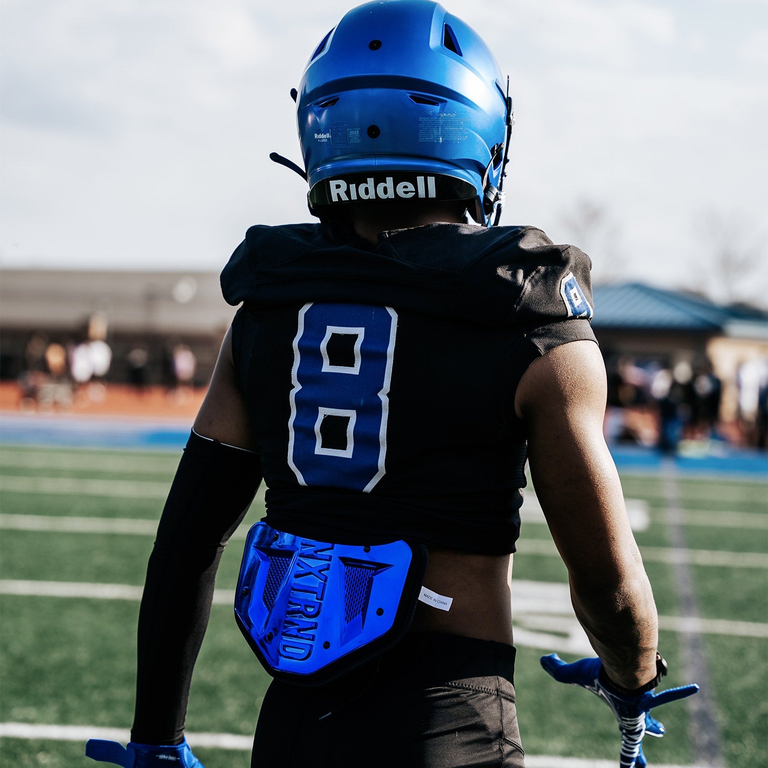 B-PLATE® Football Back Plate Chrome Blue