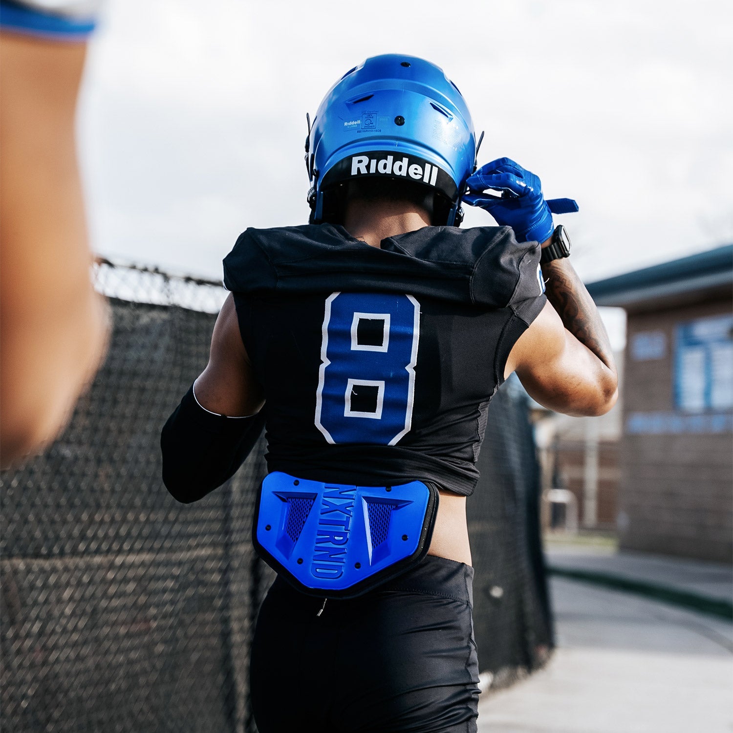 B-PLATE® Football Back Plate Chrome Blue