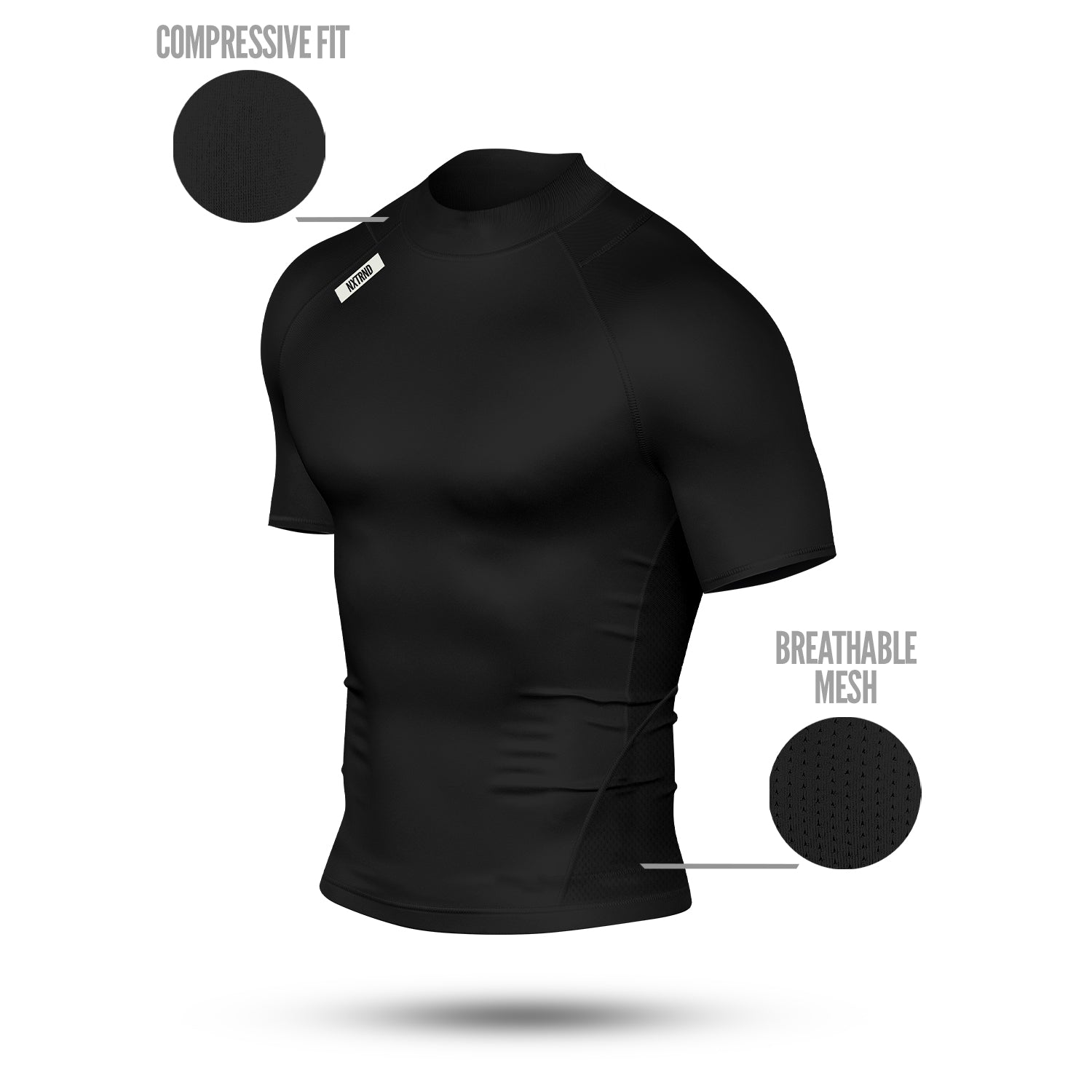 Core Turtleneck Compression Short Sleeve Black