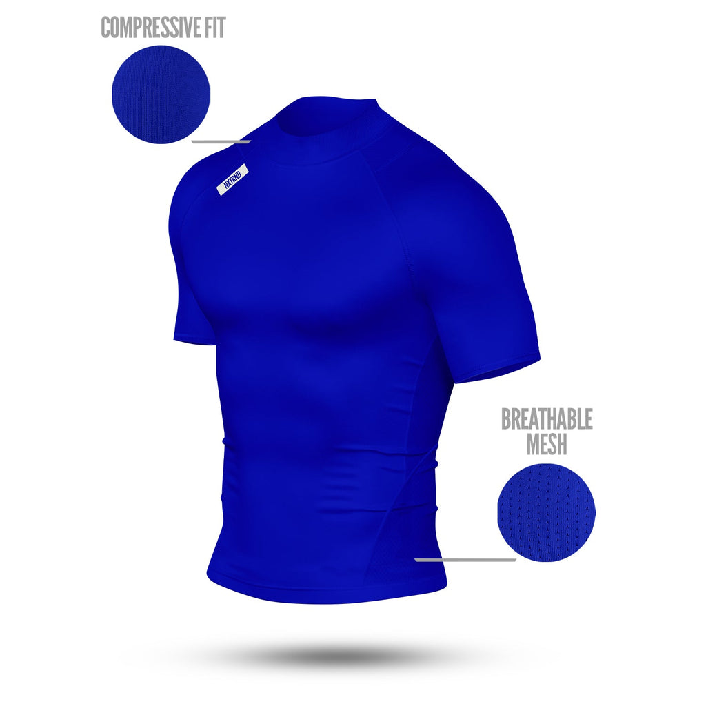 Core Turtleneck Compression Short Sleeve Blue
