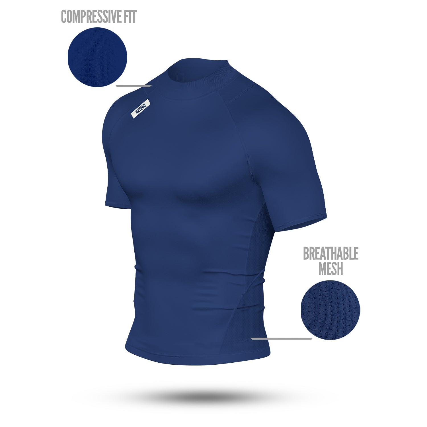 Core Turtleneck Compression Short Sleeve Navy Blue