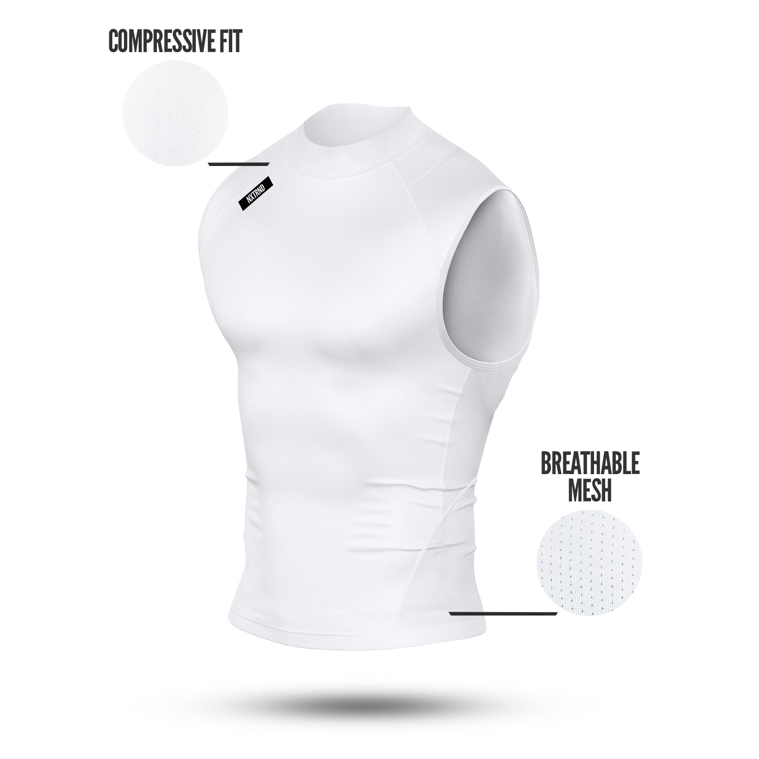 Core Turtleneck Compression Sleeveless White