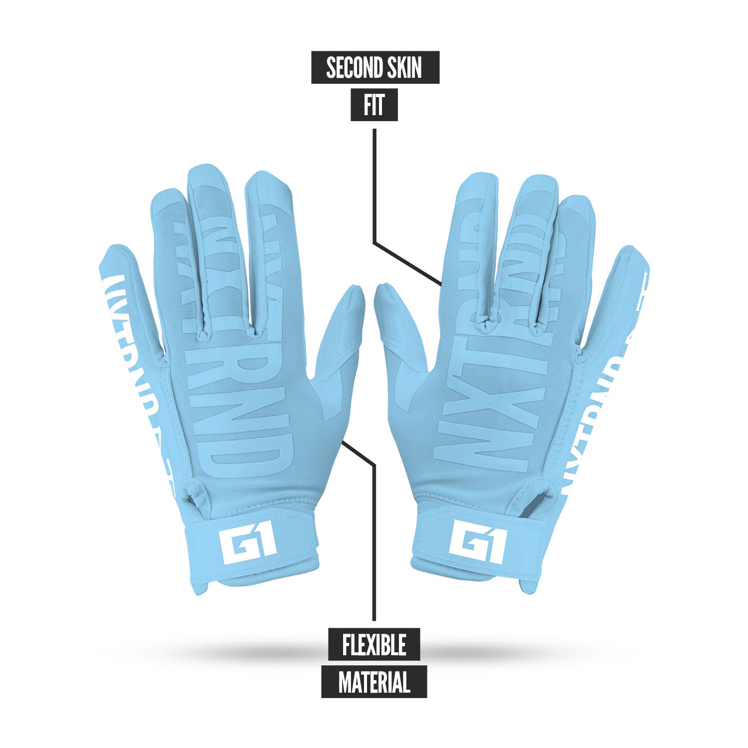 G1® Youth Football Gloves Columbia Blue