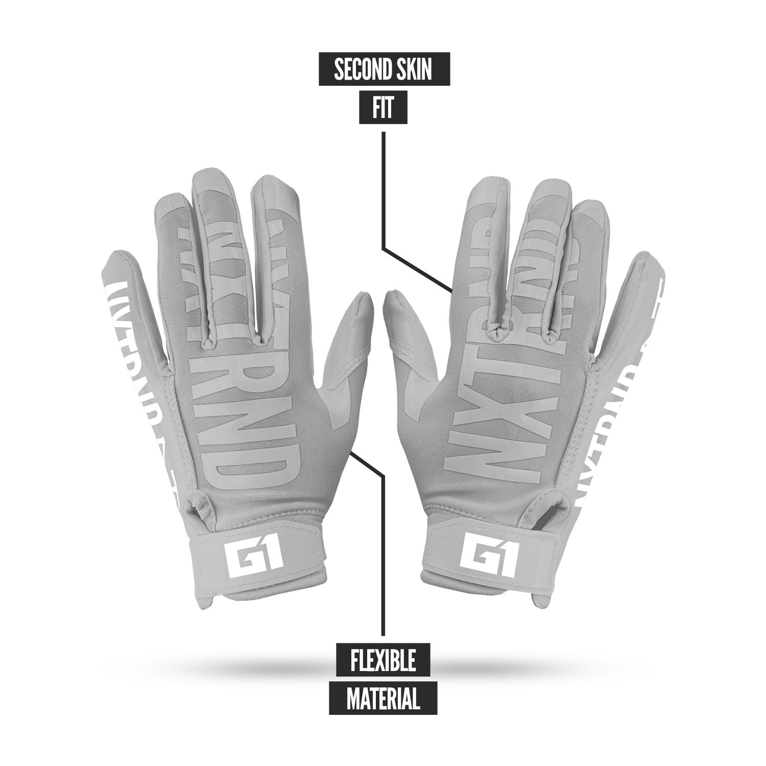 G1® Youth Football Gloves Grey