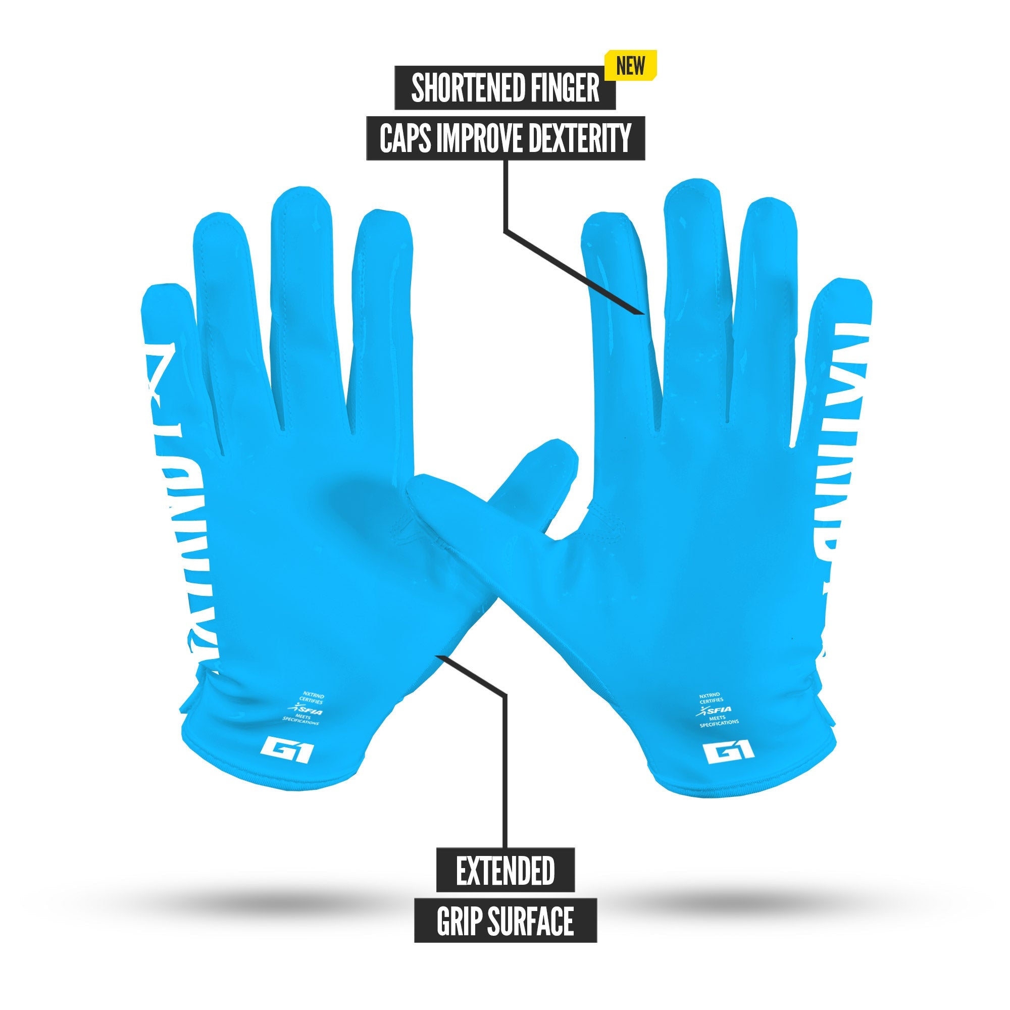 G1® Pro Football Gloves Neon Blue