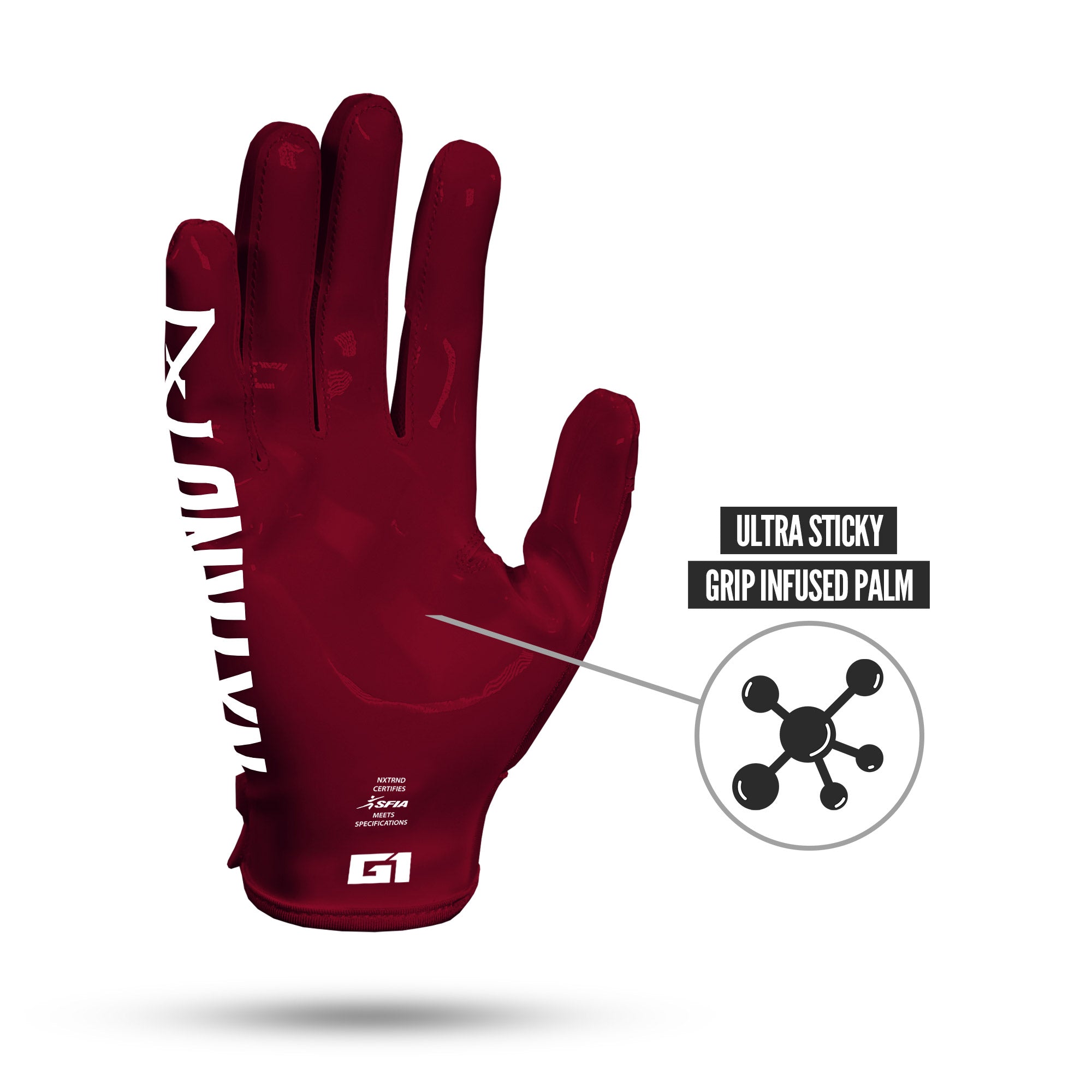 G1® Pro Football Gloves Maroon