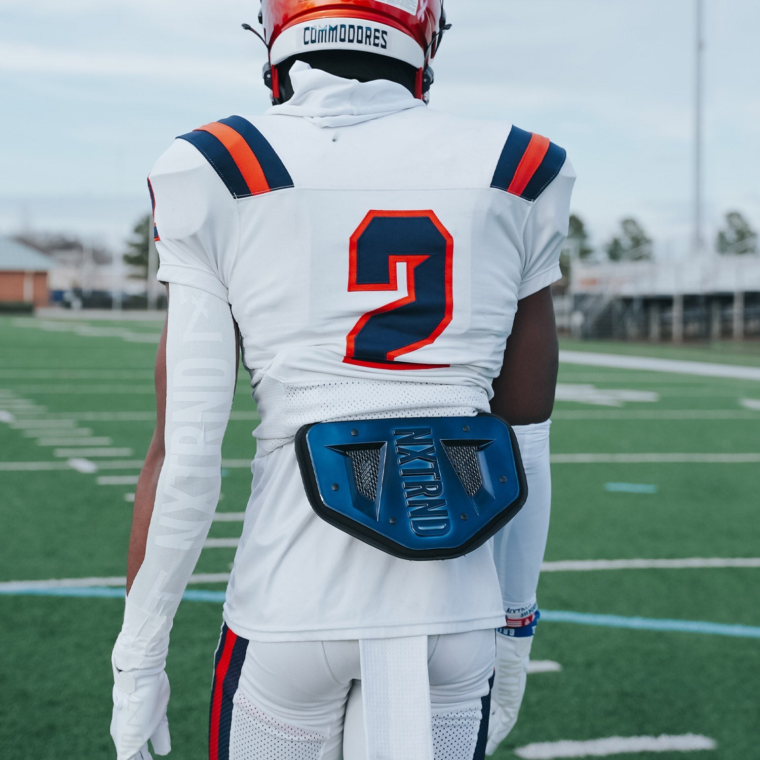 B-PLATE® Football Back Plate Chrome Navy Blue
