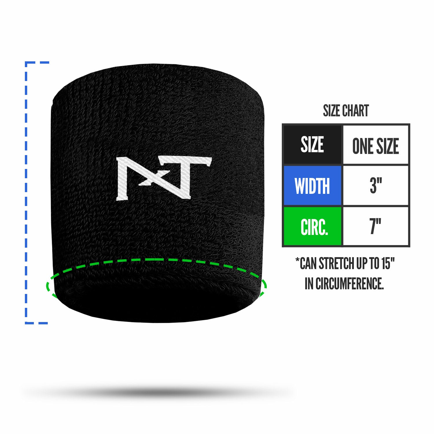 Wrist Bands Black (1 Pair)