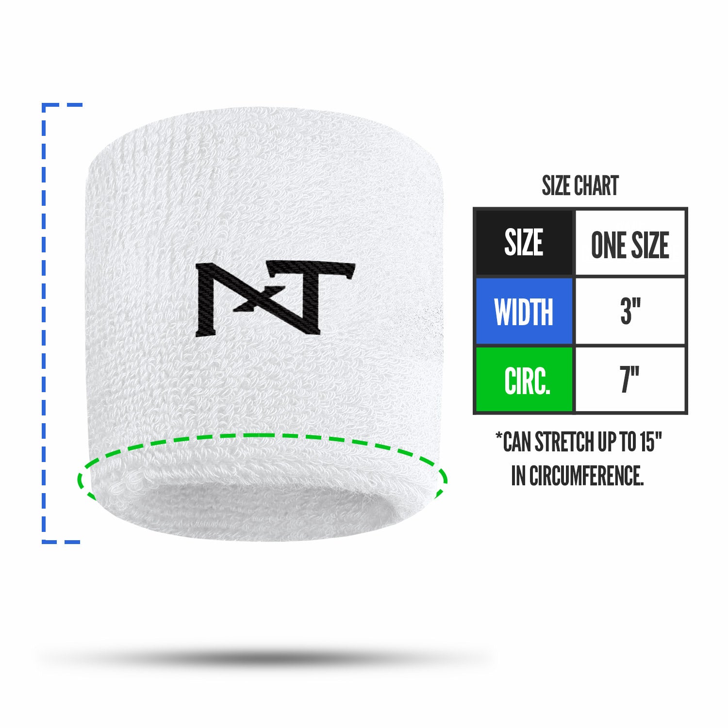 Wrist Bands White (1 Pair)