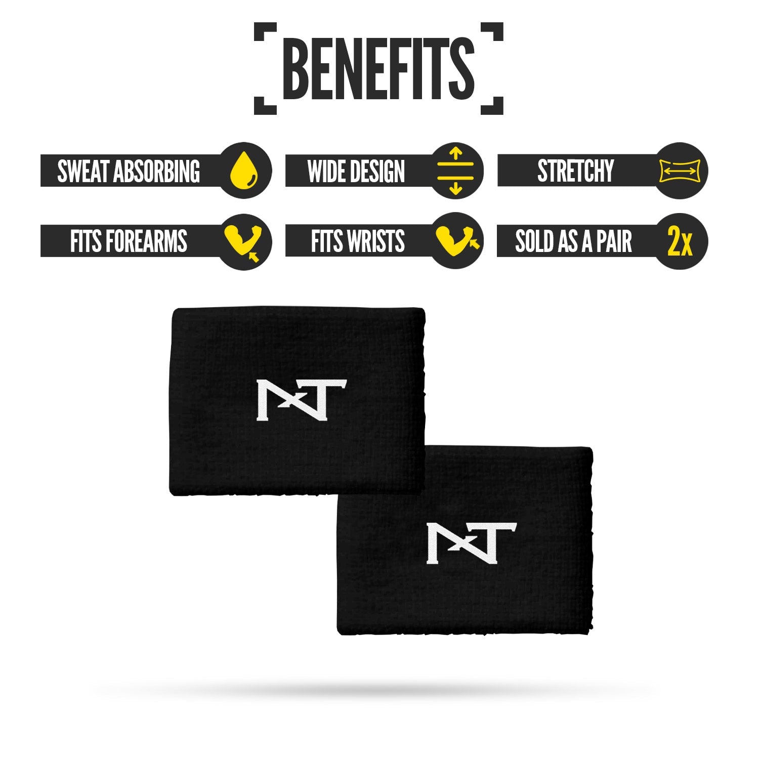 Wrist Bands Black (1 Pair)