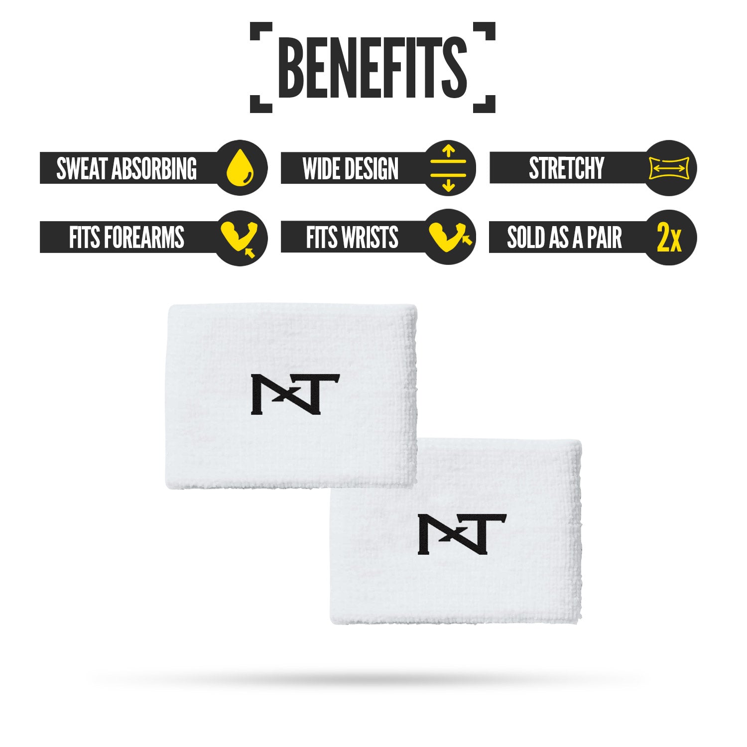 Wrist Bands White (1 Pair)